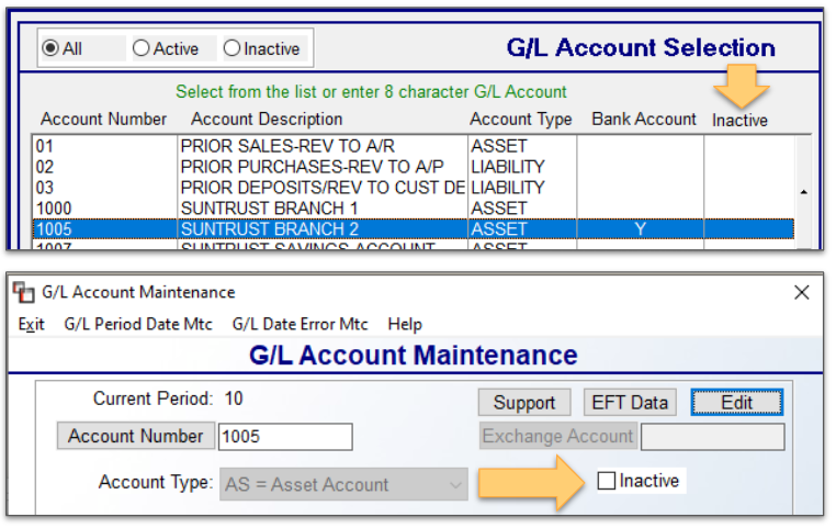 Inactivate GL Accounts